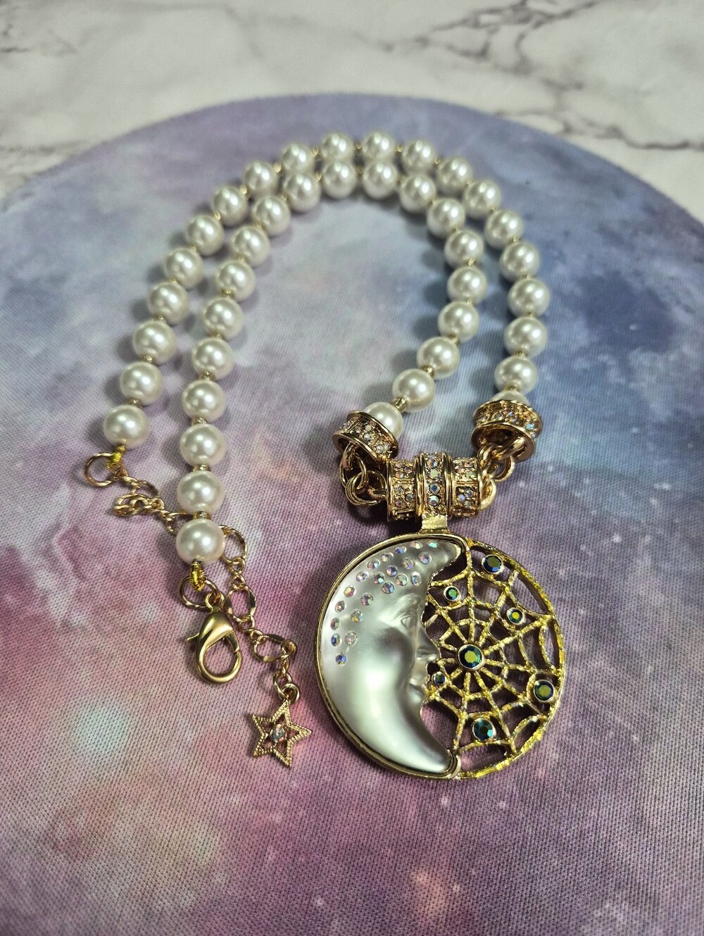 Kirks Folly Pearl Moon Web Necklace
